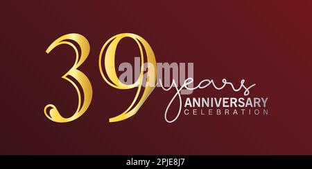 39th anniversaire célébration logotype numéro or couleur avec fond rouge. vecteur anniversaire pour la célébration, carte d'invitation, et salutation c Illustration de Vecteur