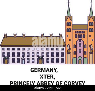 Allemagne, Hoxter, Abbaye princière de Corvey voyage illustration vectorielle Illustration de Vecteur