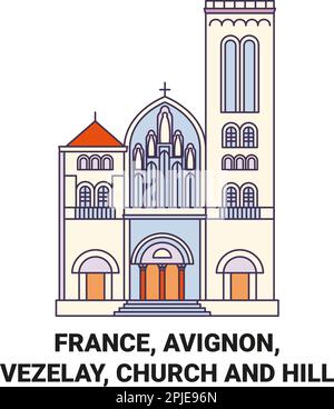 France, Avignon, Vezelay, Eglise et Hill Voyage illustration vectorielle Illustration de Vecteur