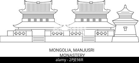 Mongolie, Monastère de Manjusri voyage illustration vectorielle Illustration de Vecteur