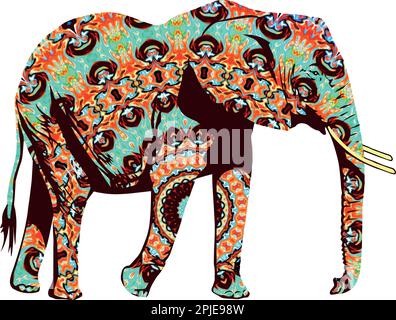 Illustration d'éléphant décoratif vectoriel. Carte de mariage indienne à thème indien Illustration de Vecteur