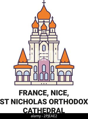 France, Nice, Saint-Nicolas Cathédrale orthodoxe voyage illustration vectorielle Illustration de Vecteur