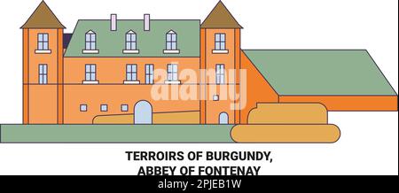 France, terroirs de Bourgogne, Abbaye de Fontenay Voyage repère illustration vectorielle Illustration de Vecteur