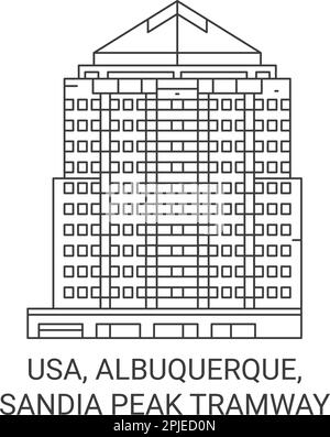 USA, Albuquerque, , Sandia Peak Tramway Voyage repère illustration vecteur Illustration de Vecteur