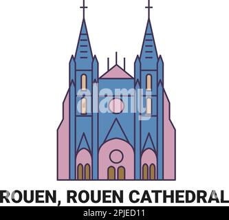 France, Rouen, Cathédrale de Rouen, illustration vectorielle de voyage Illustration de Vecteur
