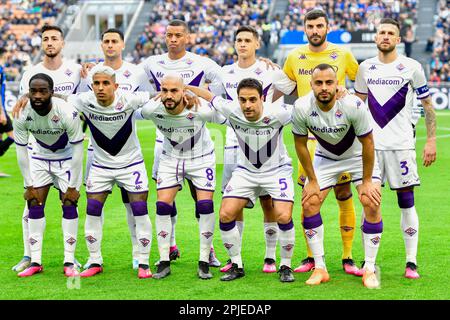 Milan, Italie. 01st avril 2023. Le départ-11 de Fiorentina vu pour la série Un match entre Inter et Fiorentina à Giuseppe Meazza à Milan. (Crédit photo : Gonzales photo/Alamy Live News Banque D'Images