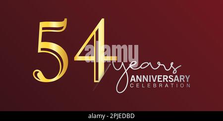 Logo anniversaire 54th ans Or et rouge couleur isolée sur fond élégant, motif vectoriel pour carte de vœux et carte d'invitation Illustration de Vecteur