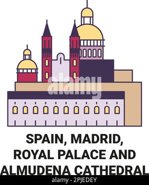 Espagne, Madrid, le Palais Royal et la Cathédrale d'Almudena Voyage illustration vecteur Illustration de Vecteur