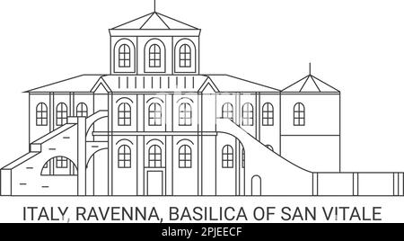 Italie, Ravenne, Basilique de San vitale, illustration vectorielle de voyage Illustration de Vecteur