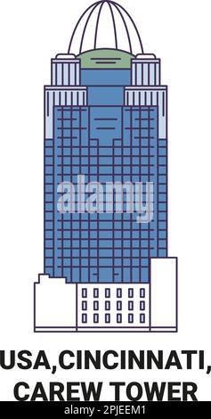 USA, Cincinnati, Carew Tower, illustration vectorielle du voyage Illustration de Vecteur