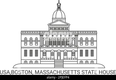 USA, Boston, Massachusetts State House, illustration vectorielle de voyage Illustration de Vecteur