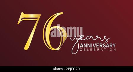 Logo anniversaire 76th ans Or et rouge couleur isolée sur fond élégant, motif vectoriel pour carte de vœux et carte d'invitation Illustration de Vecteur