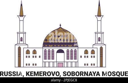 Russie, Kemerovo, Mosquée Sobornaya, illustration vectorielle de voyage Illustration de Vecteur