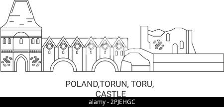 Pologne, Torun, Toru, Château Voyage repère illustration vecteur Illustration de Vecteur