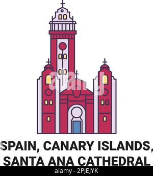 Espagne, îles Canaries, Santa Ana Cathédrale voyage illustration vecteur Illustration de Vecteur