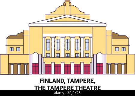 Finlande, Tampere, le théâtre de Tampere, illustration vectorielle de voyage Illustration de Vecteur