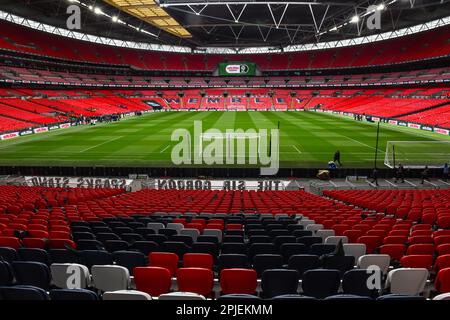 Vue générale à l'intérieur du stade avant la finale du Trophée Papa John entre Bolton Wanderers et Plymouth Argyle au stade Wembley, Londres, le dimanche 2nd avril 2023. (Photo : Kevin Hodgson | ACTUALITÉS MI) crédit : ACTUALITÉS MI et sport /Actualités Alay Live Banque D'Images