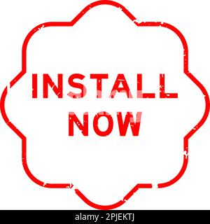 Grunge rouge installer maintenant mot caoutchouc cachet sur fond wthie Illustration de Vecteur