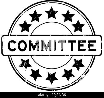 Grunge noir mot comité rond caoutchouc joint timbre sur fond blanc Illustration de Vecteur