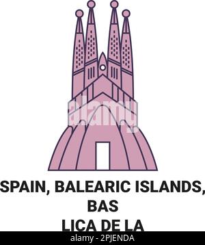 Espagne, Iles Baléares, Baslica de la Sagrada Famlia Voyage repère illustration vecteur Illustration de Vecteur