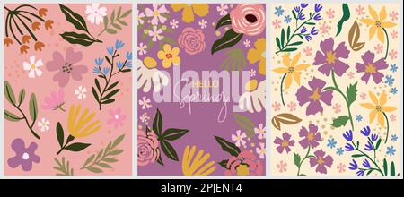 Jeu d'art vectoriel coloré à l'arrière-plan vertical de printemps Illustration de Vecteur