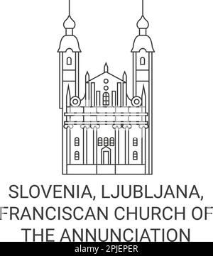 Slovénie, Ljubljana, Église franciscaine de l'Annonciation voyage illustration vectorielle Illustration de Vecteur