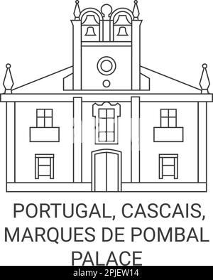 Portugal, Cascais, marques de Pombal Palace voyage illustration vectorielle Illustration de Vecteur