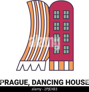 République tchèque, Prague, Dancing House, illustration vectorielle de voyage Illustration de Vecteur