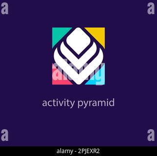 Logo coloré en forme de pyramide. Transitions de couleur de conception uniques. Modèle de logo de la pyramide des activités créatives. vecteur. Illustration de Vecteur