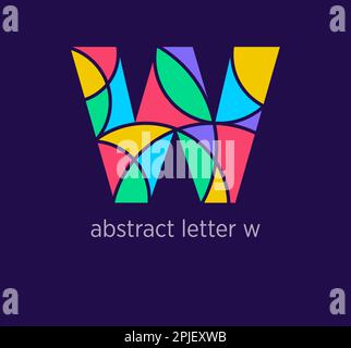 Lettre moderne abstraite avec logo icône. Transitions de couleur uniques en mosaïque. Modèle lettre W coloré. vecteur. Illustration de Vecteur