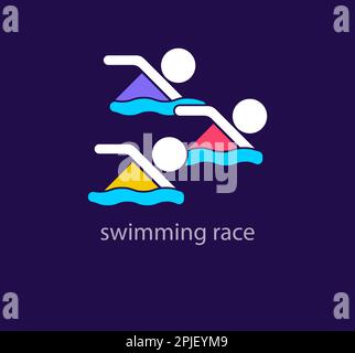 Logo unique de l'équipe de natation. Couleurs modernes. Modèle de logo de course d'équipe. vecteur. Illustration de Vecteur