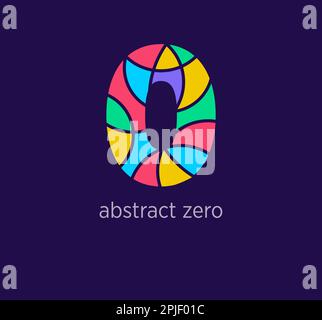 Icône moderne abstraite numeral zéro logo. Transitions de couleur de conception uniques. Modèle coloré à 0 numéros. vecteur. Illustration de Vecteur