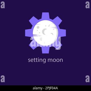 Logo unique en forme de lune modifiable. Transitions de couleur de tendance. Modèle de logo de formulaire de processus de la lune. vecteur Illustration de Vecteur