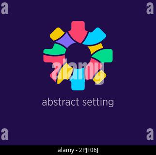 Icône de logo de définition abstraite moderne. Transitions de couleur de conception uniques. Modèle de logo de machine Gear coloré. vecteur. Illustration de Vecteur