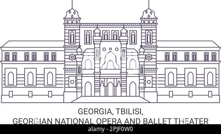 Géorgie, Tbilissi, l'opéra national géorgien et le théâtre de ballet Voyage illustration vectorielle historique Illustration de Vecteur