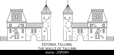 Estonie, Tallinn, les murs de Tallinn Voyage repère illustration vecteur Illustration de Vecteur