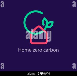 Logo Zero Carbon House. Transitions de couleur uniques. Modèle de logo « Clean Energy » et « ECO friendly ». vecteur Illustration de Vecteur