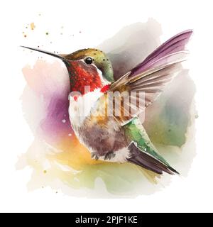 Esquisse d'aquarelle vectorielle d'un colibri. Illustration vectorielle pour cartes de vœux, invitations et autres projets d'impression et Web. Illustration de Vecteur