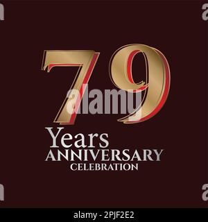 Logo anniversaire 79th ans Or et rouge couleur isolée sur fond élégant, motif vectoriel pour carte de vœux et carte d'invitation Illustration de Vecteur