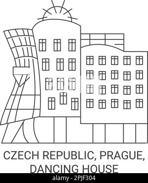 République tchèque, Prague, Dancing House Voyage illustration vectorielle Illustration de Vecteur