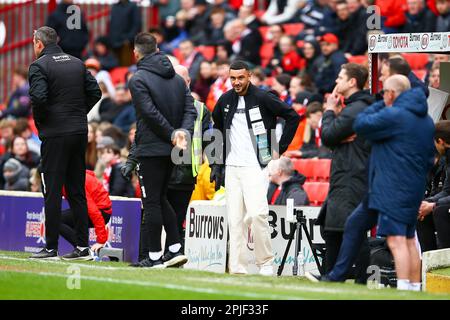 Oakwell Stadium, Barnsley, Angleterre - 1st avril 2023 - pendant le jeu Barnsley v Morecambe, Sky Bet League One, 2022/23, Oakwell Stadium, Barnsley, Angleterre - 1st avril 2023 crédit: Arthur Haigh/WhiteRosePhotos/Alay Live News Banque D'Images