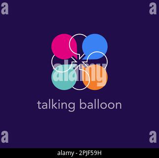 Logo à bulle de parole imbriqué. idées de réunion. Transitions de couleur uniques. modèle de logo de personnes. vecteur Illustration de Vecteur
