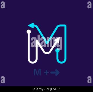 Logo M de lettre linéaire. Logo unique. Lettre abstraite simple rotation flèche icône cible. vecteur d'identité d'entreprise eps. Illustration de Vecteur