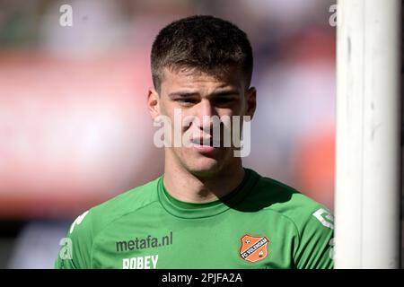 UTRECHT - le gardien de but du FC Volendam Filip Stankovic pendant le match de première ligue des pays-Bas entre le FC Utrecht et le FC Volendam au stade Galgenwaard sur 2 avril 2023 à Utrecht, pays-Bas. ANP GERRIT VAN KOLOLEN Banque D'Images