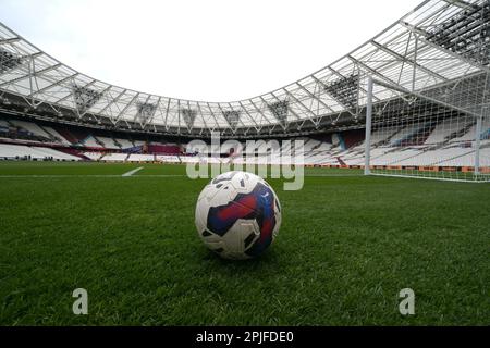Londres, Royaume-Uni. 2nd avril 2023. Le stade de Londres avant le West Ham vs Southampton. Match de la Premier League au London Stadium Stratford. Crédit : MARTIN DALTON/Alay Live News Banque D'Images