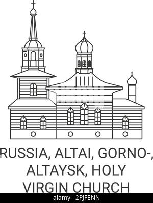 Russie, Altaï, Gornoaltaysk, Sainte-Vierge Église voyage illustration vectorielle Illustration de Vecteur