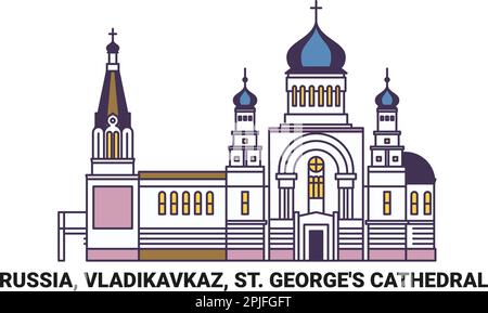 Russie, Vladikavkaz, St. Cathédrale George, illustration vectorielle de voyage Illustration de Vecteur