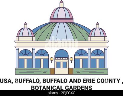 Etats-Unis, Buffalo, Buffalo et Erie County , Botanical Gardens Voyage illustration vecteur de repère Illustration de Vecteur