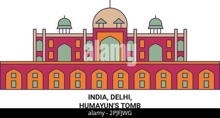 Inde, Delhi, illustration vectorielle du voyage de la tombe d'Humayun Illustration de Vecteur