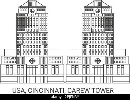 USA, Cincinnati, Carew Tower, illustration vectorielle de voyage Illustration de Vecteur